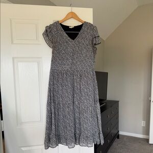 Black & White Floral Midi Dress